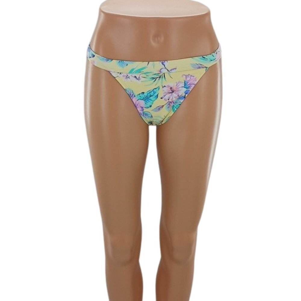 Xhilaration Bikini Bottom Yellow Floral Summer Beach Cheeky Swimwear Size XS